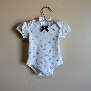 White Baby Onesie with Bow Print